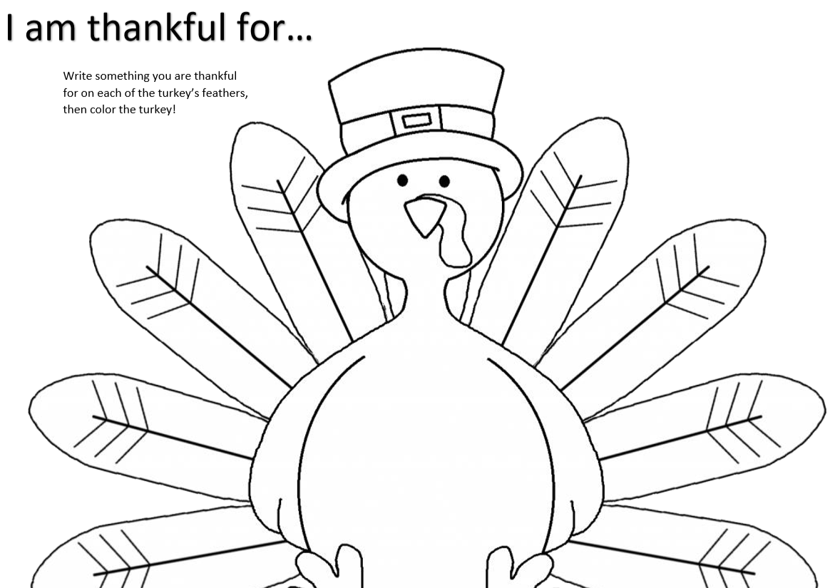 Thankful Turkey Coloring Page