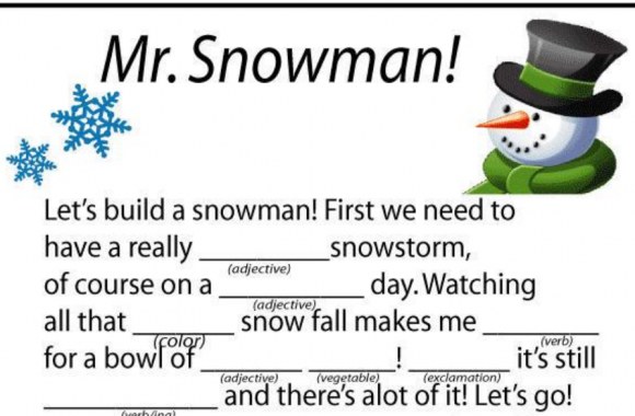 Mr. Snowman Fill In the Blank